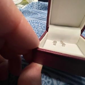 Small real diamond earrings — conservative look adult, or the little one